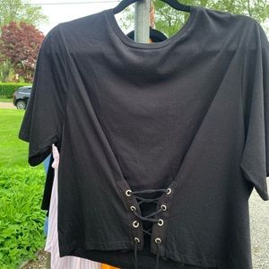 Black Corset Lace Up Zara Crop Tee